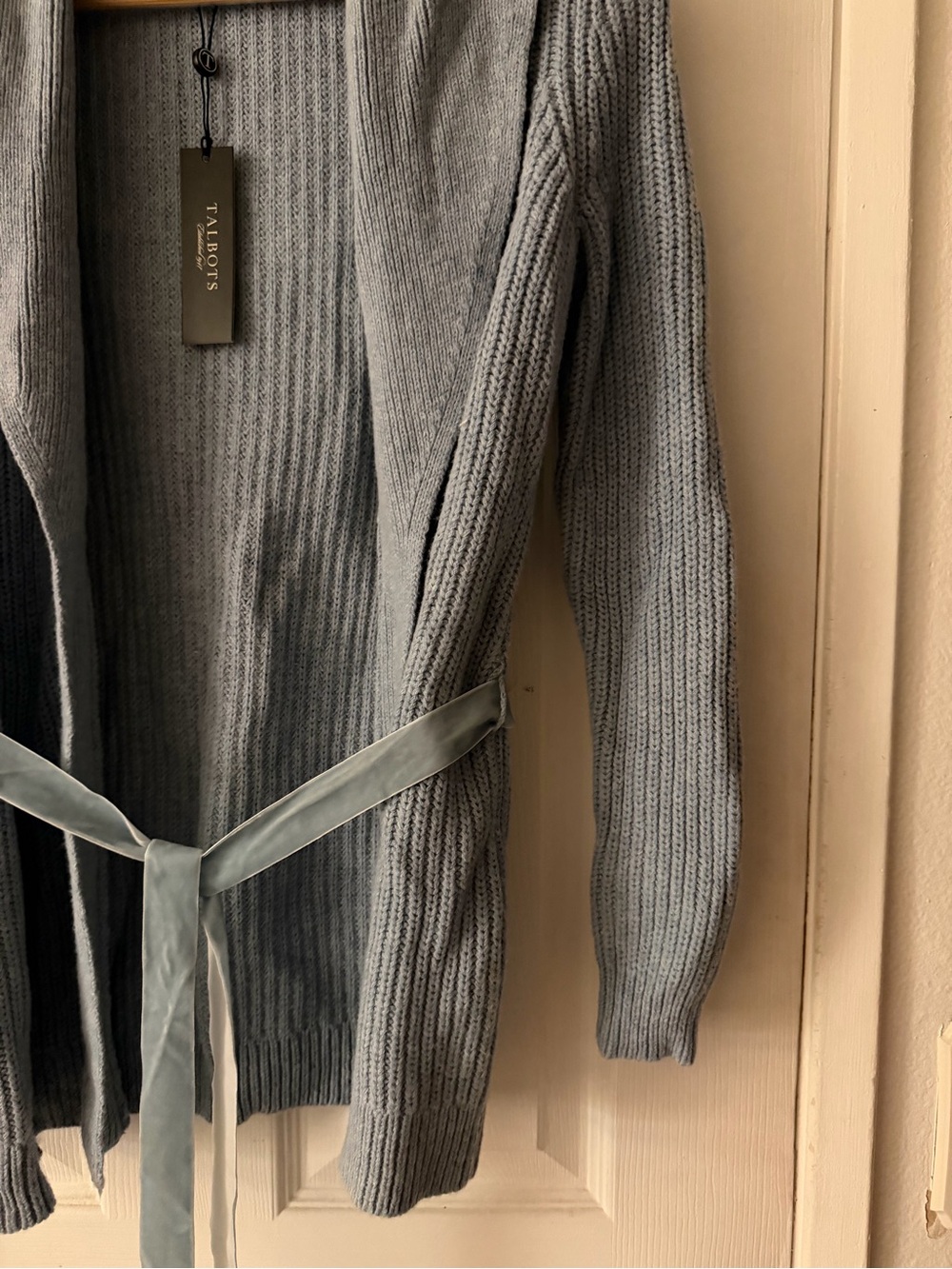 Talbots Pale Blue Hooded Belted Cardigan - Picture 5 of 8